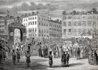 La entrada de Jorge IV (1762-1830) en Dublín, 3 de septiembre de 1821, grabado por Pearson de English School